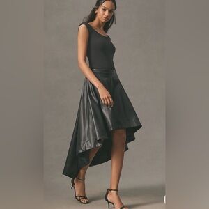 Maeve by Anthropologie High-Low Scalloped Leather Skirt S